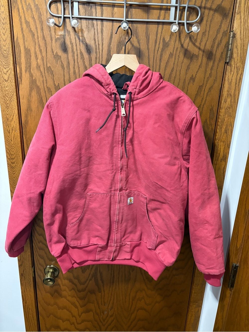 Carhartt WJ130 624 Crabapple Pink Hooded Jacket Quilt Lined Large Streetwear
